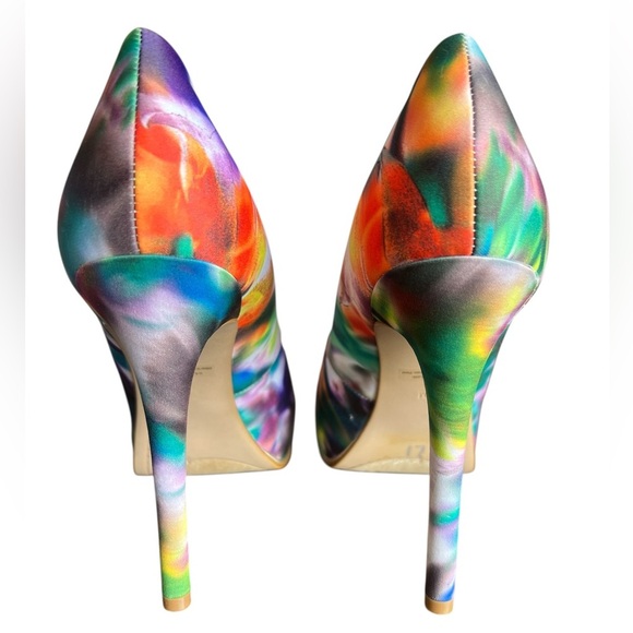 GUESS Honora Women’s Peep Toe Platform Pumps Multicolor Leather Size 8 NWOB - Picture 5 of 7